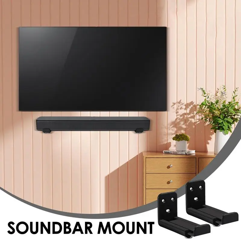 Depth Adjustable Sound Bar Mounts Double Adjustable Depth Wall Sound Brackets Anti-Drop Soundbar Wall Shelf Sound Bar Bracket