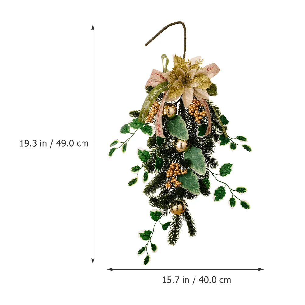 ประตูแขวนคริสต์มาสคว่ําของขวัญพวงหรีดเครื่องประดับ Swag Garland พวงหรีด Xmas Teardrop Ball