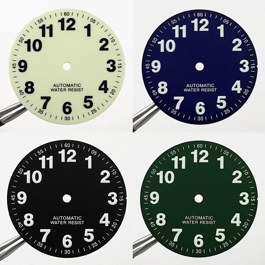 Pilot 29mm Diver Watch Dial Full C3 Green Luminous Watch Faces For NH35 NH36 NH38 NH39 ETA2824 2836 Miyota 8215 8200 Movement