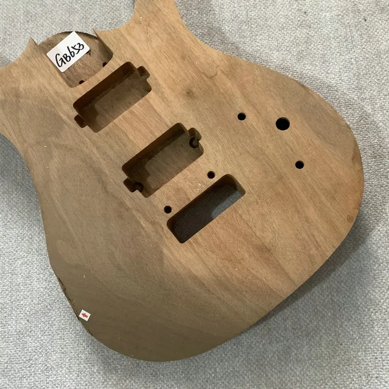 Solid Redwood NO Paints Electric Guitar Body  HH Pickups Two Points Fixed Tremolo DIY Guitar Parts Surface Dirty  GB653