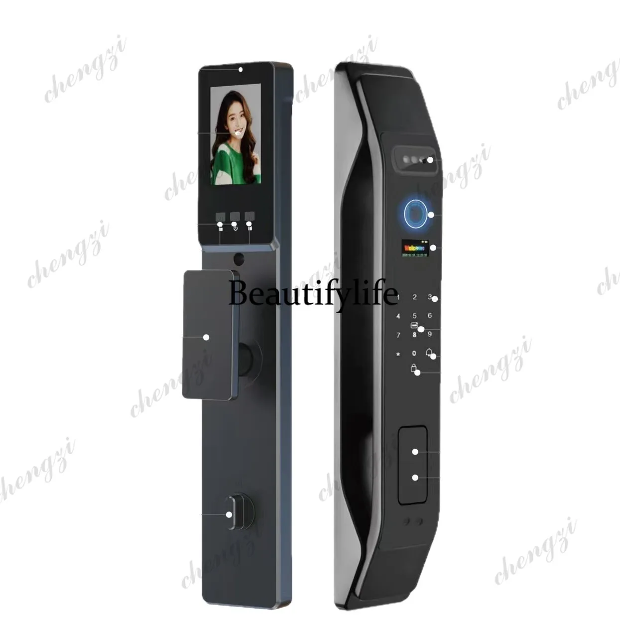 Entry door fingerprint lock, smart, password, mobile phone, smart cat eye anti-theft door handle thickened