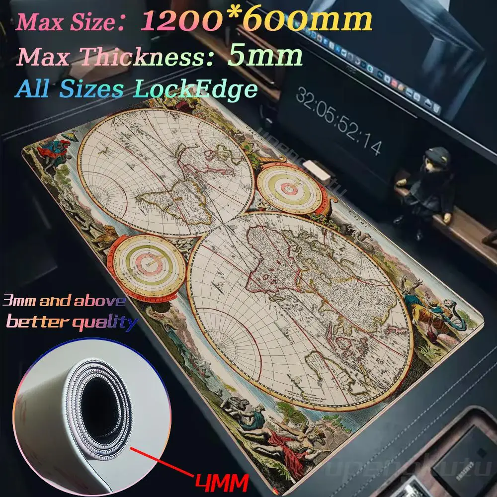 

Large W_worlds M_map Rubber Anti Slip Mouse Pad Suitable for Gaming and Office Mat XXXXL 1200x600mm Large-sized Mats