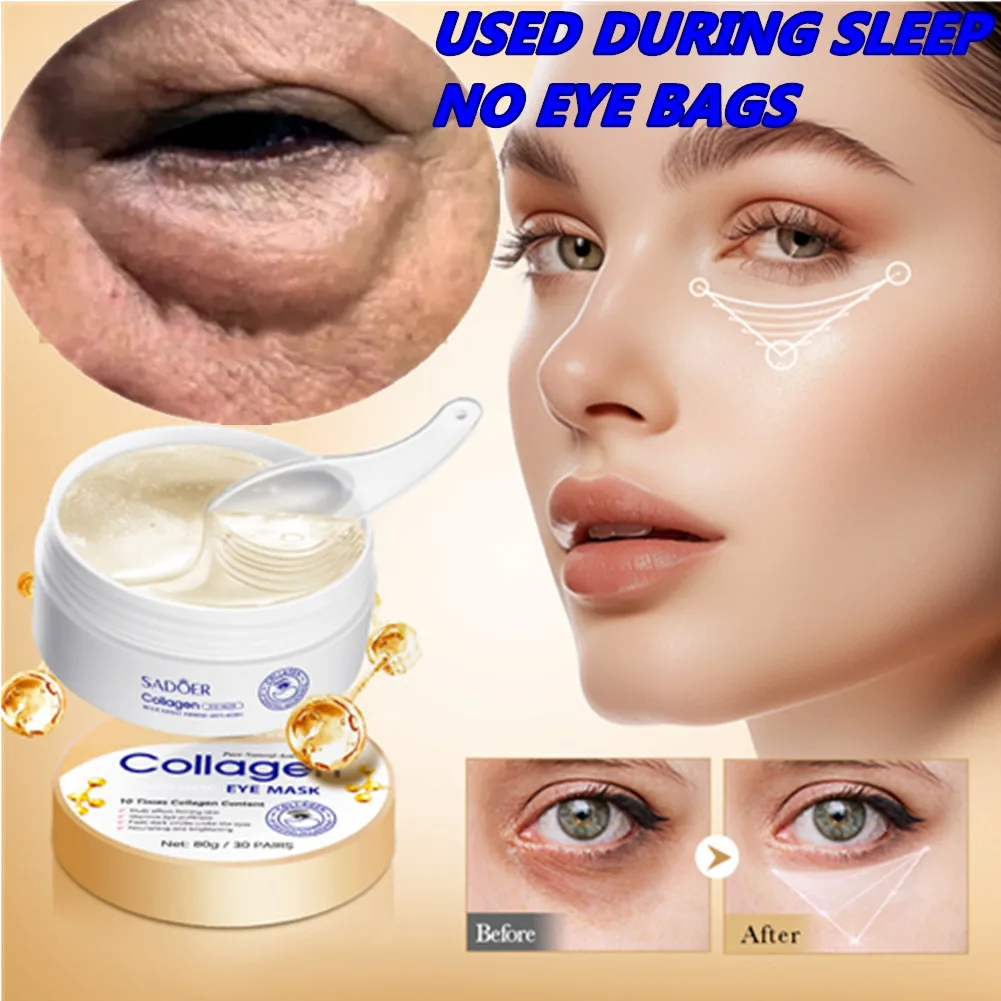 30pairs Crystal Collagen Eye Mask Anti Dark Circles Removal Eyes Bags Moisturizing Eyes Patches Eye Gel Masks Skin Care