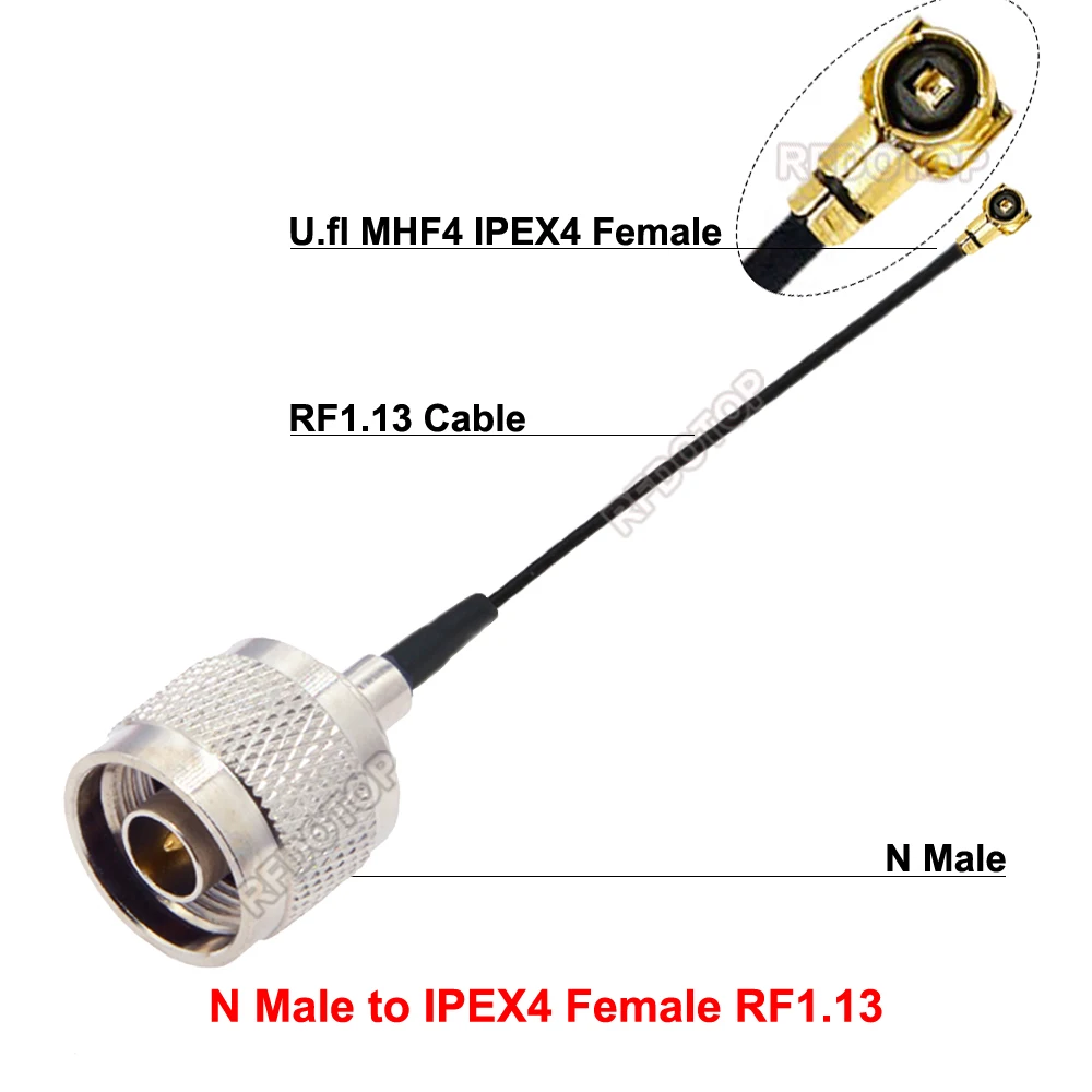 1PCS L16 N Male to uFL/MHF4/IPEX4-Compatible  Female Connector RF1.13 Coax Cable Extension Pigtail WiFi Radio Antenna RF Jumper