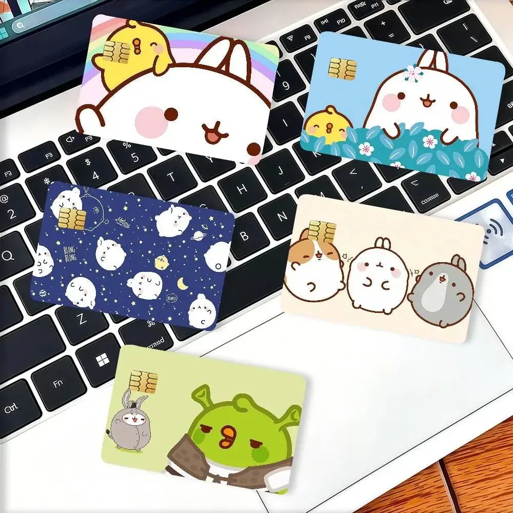Cartoon cute M-Molang Credit Card Decorative Card Stickers Suitable For Bank Cards Metro Transit Anti-scratch Gift 4PCS