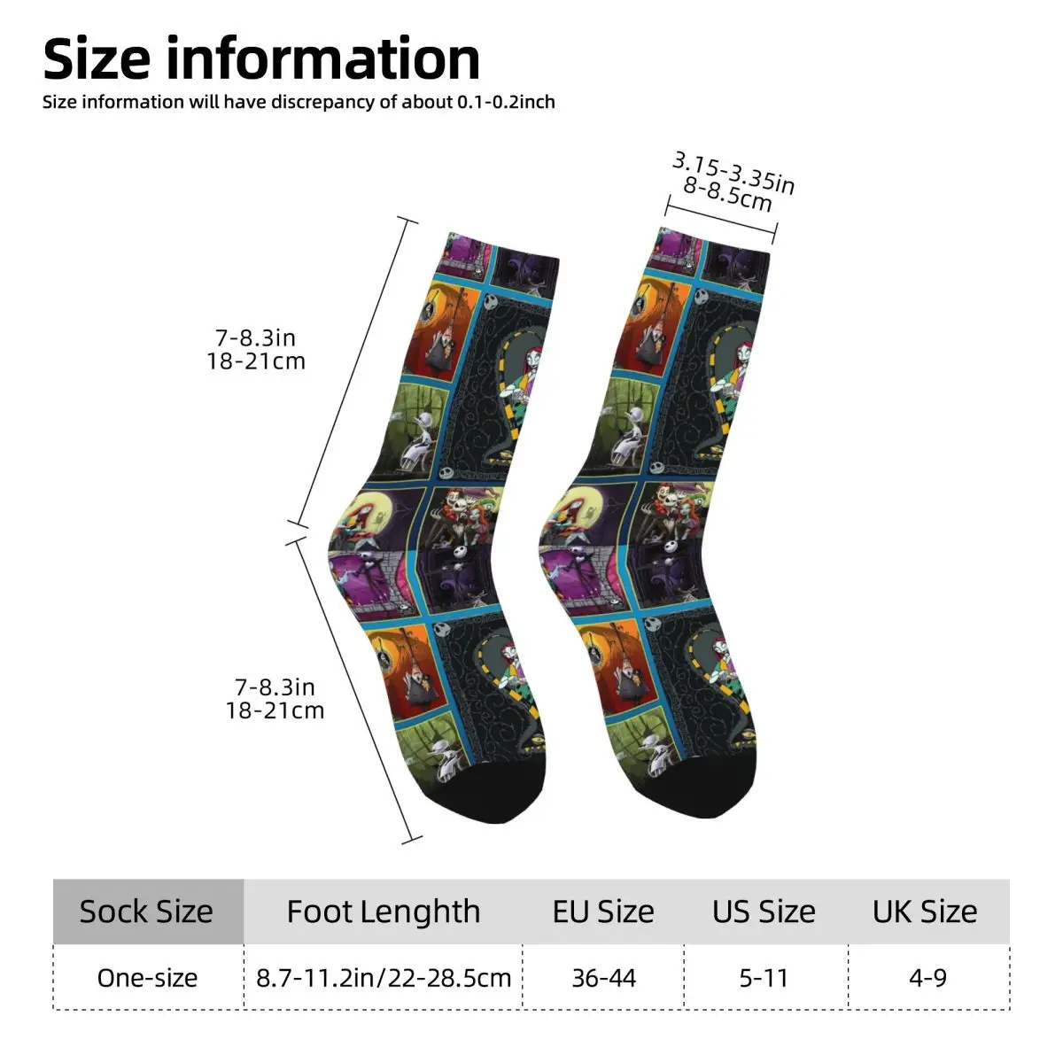 Crazy Design Jack Skellington & Sally The Nightmare Before Christmas Chaussettes de football en polyester pour femmes et hommes respirantes