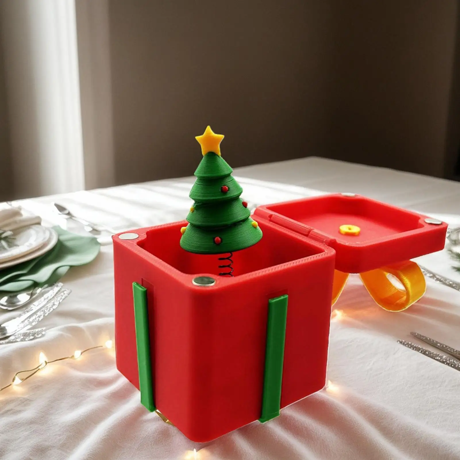 Joke Christmas Box 3D Printed Christmas Box With Pop-up Tree Home Decor For Birthday Holiday Indoor Living Room Mantel Table