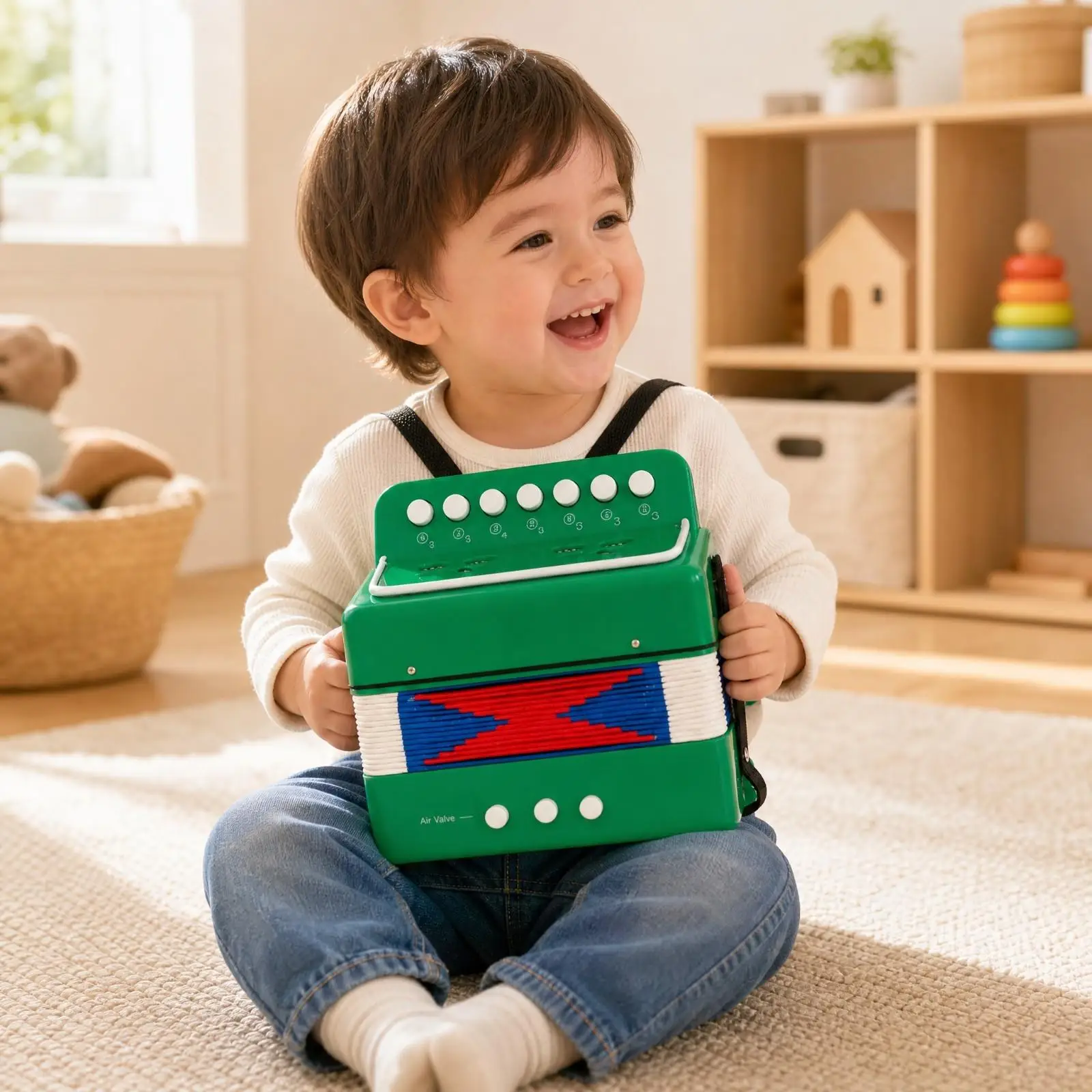 7 Note Button Accordion for Children Educational Musical Toy ABS Eco Friendly Gift for Young Learners