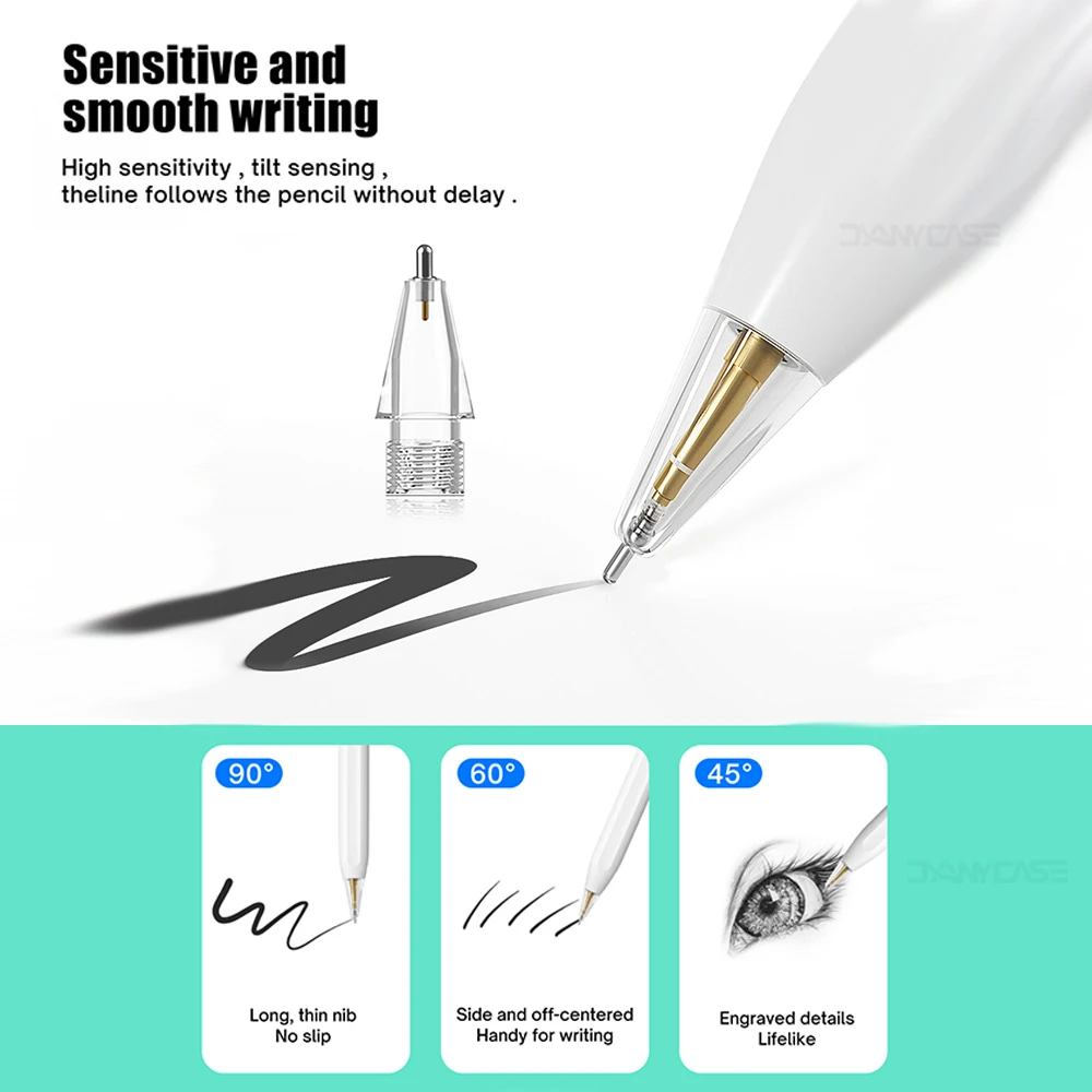 Metal Nib Tips Replacement For Apple Pencil 1st 2nd Generation iPad Stylus Transparent 4.0 Nib Double Layer Touchscreen Pen