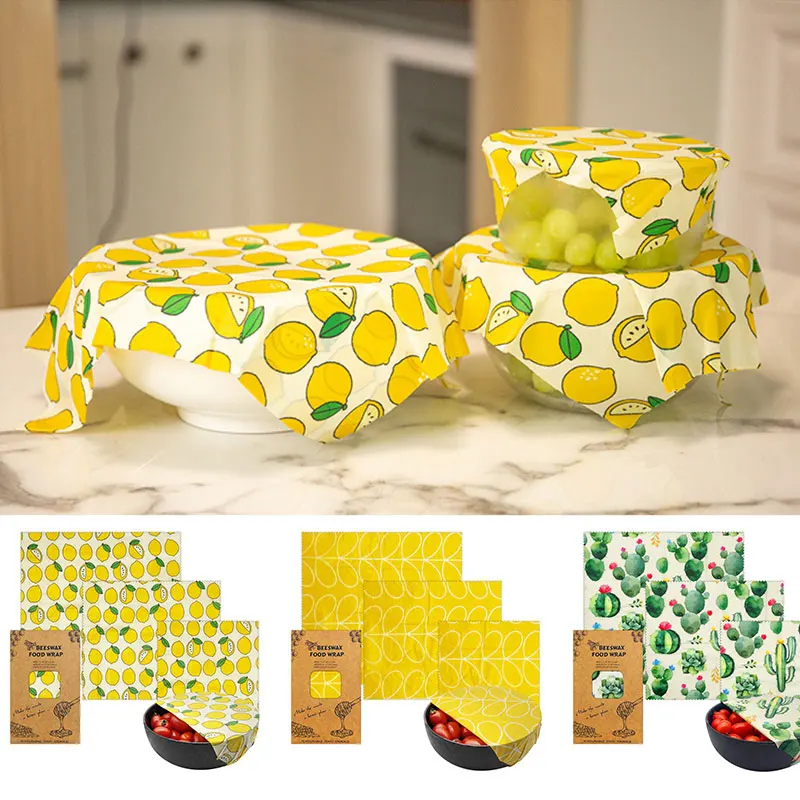 New Reusable Beeswax Cloth Wrap Food Fresh Bag Lid Cover Stretch Lid Jungle Party Bees Wax Wrap Plastic Wrap Sandwich Cheese