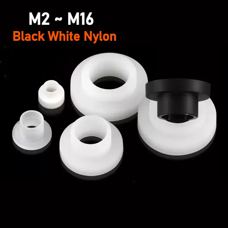 M2 M3 M4 M5 M6~M16 Black White T-Shaped Nylon Washer Plastic Step Spacer Concave Convex Screw Bushing Sleeve Insulation Gasket