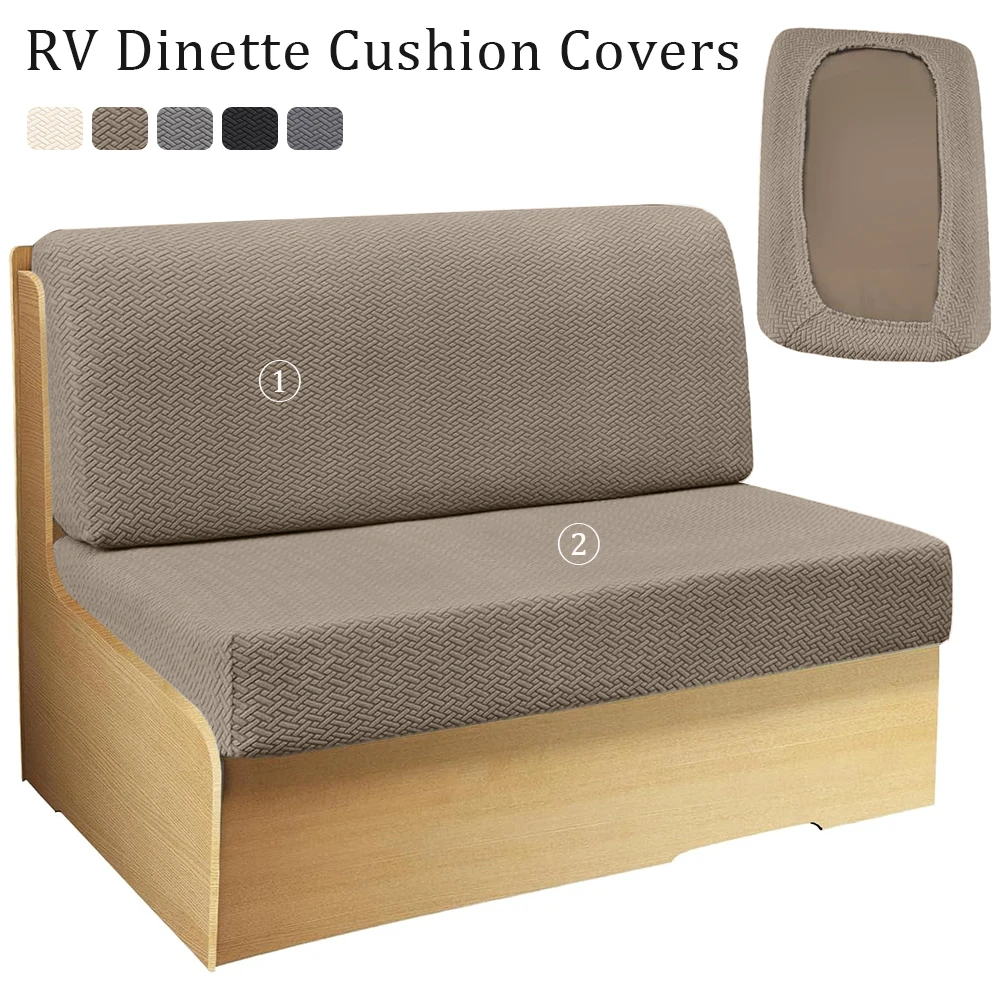 2Pcs RV Dinette Sofa Covers Solid Color Elastic Protective Cushion Covers Stain-Resistant Durable for Camper Van Motorhome