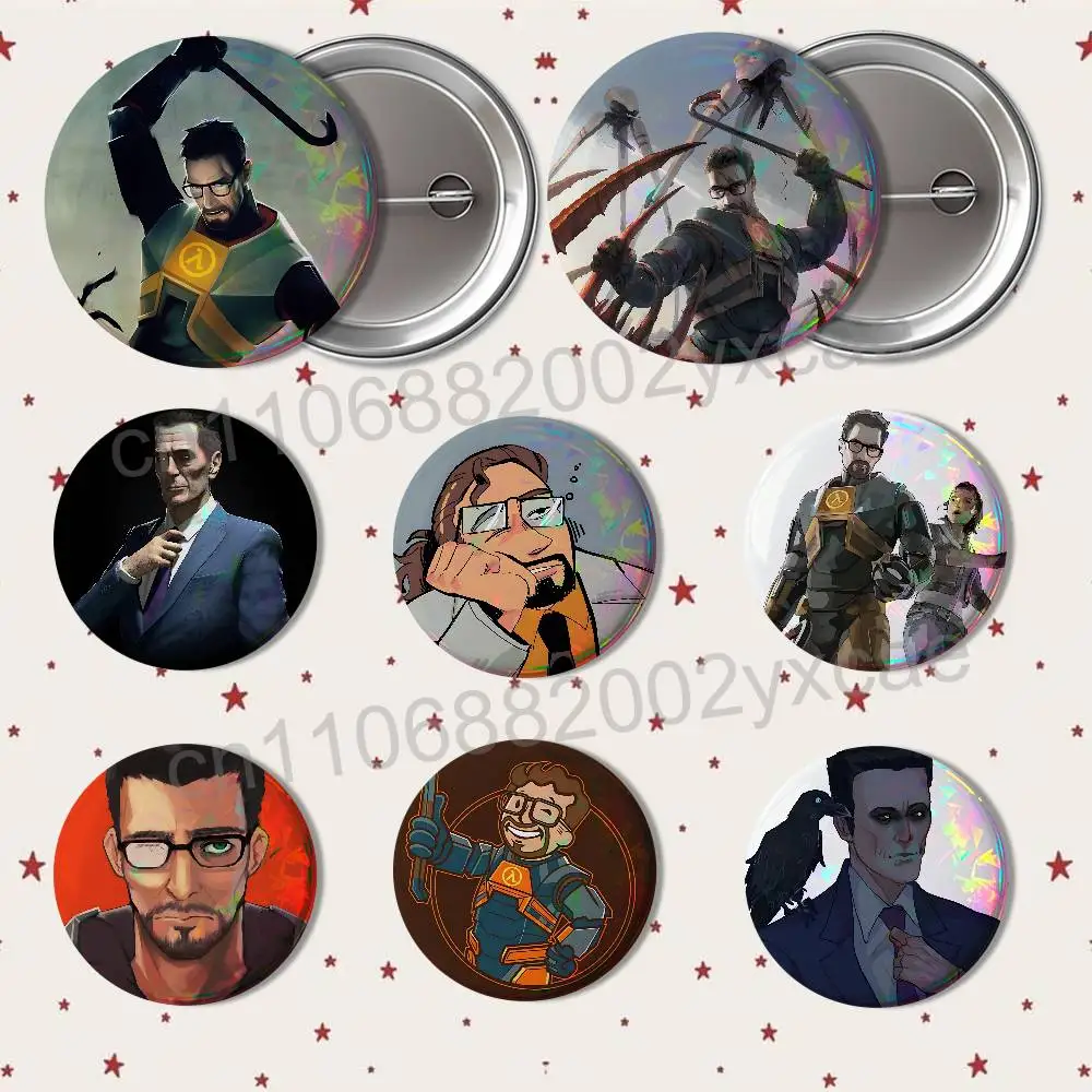 

game Half-Life Gordon Freeman Laser reflective round badges pins bag clothing decorations collectibles gifts for friends