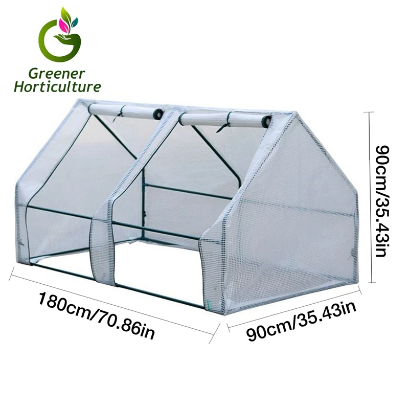 Portable Seedling Greenhouse with Zippered Doors, Mini Greenhouse, PVC Cover, Outdoor, Green House, Garden, 180x90x90cm