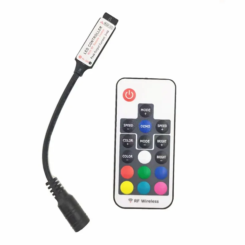 

10pcs Mini Led RGB Remote Controller DC5-24V 17key RF Wireless Controller For 5050 12A RGB Led Strip Tape Lighting