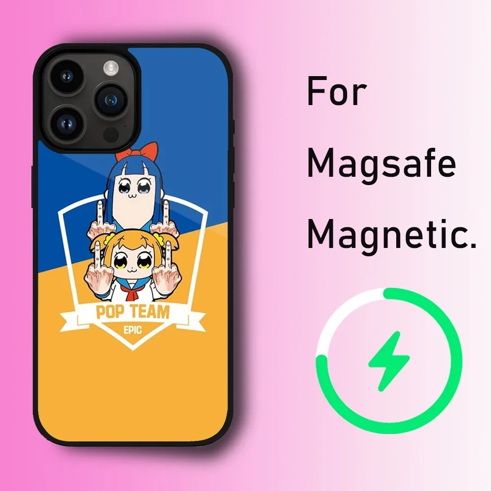 Comics Pop Team Epic Phone Case For iPhone 11 12 13 14 15 Max Plus Pro Wireless Magnetic Magsafe Charging Shell