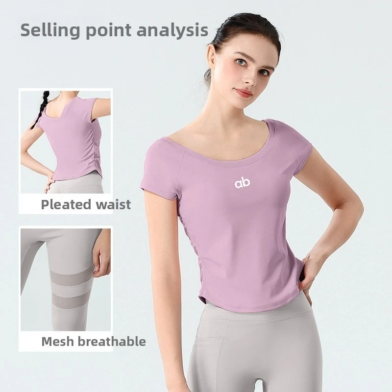Women Summer 2Pcs Yoga Set Slim Short Sleeve Top Mesh Pants Quick Dry Breathable Running Fitness Suit