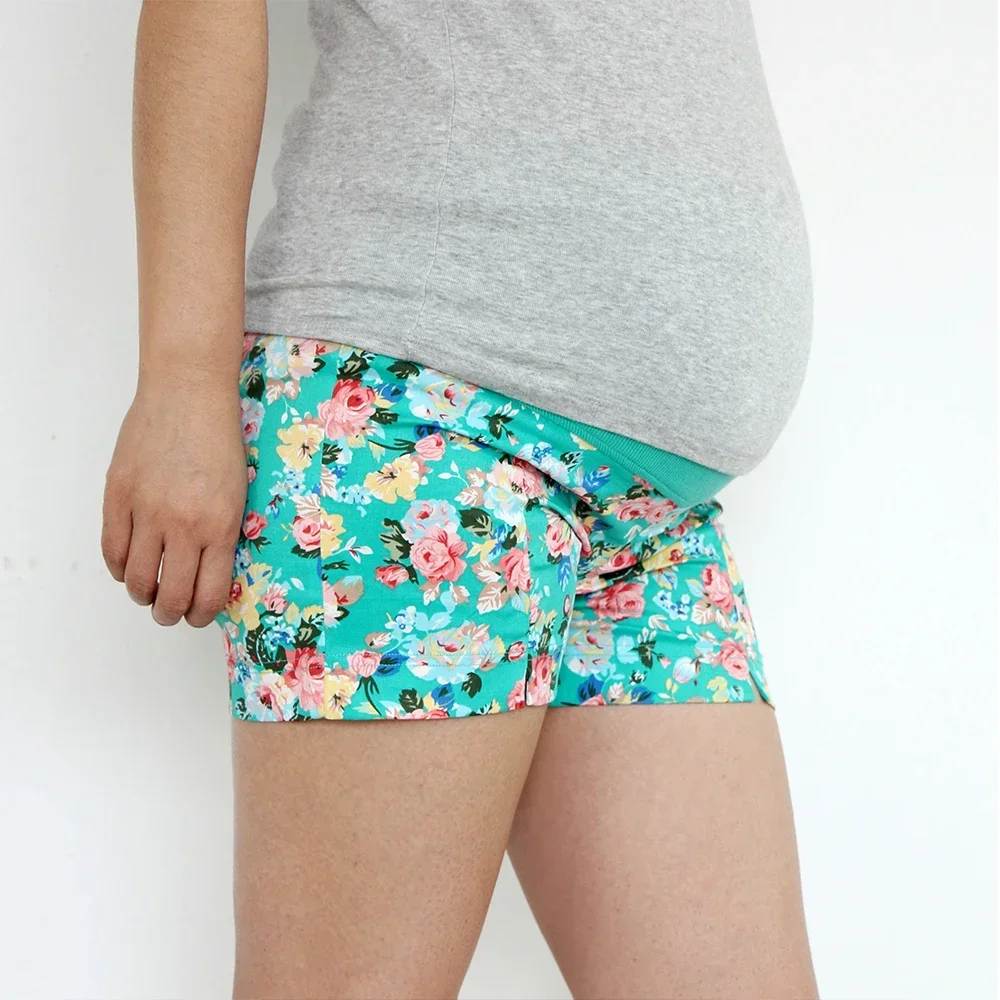 Light Cotton Summer Flower Shorts for Maternity Ultra Thin Hot Mother Pants  Pregnant Women Chic Short Trousers of Pregnancy