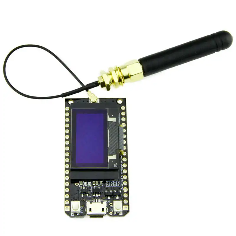 

Модуль макетной платы Bluetooth Wi-Fi ESP-32 Lora32 Lora 868 МГц ESP32 Lora Oled 0,96-дюймовый синий дисплей с антенной