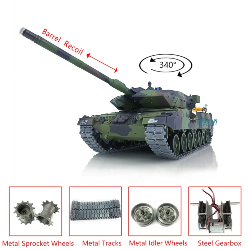 Cadeaux Heng Long 1/16 RC Tank 7.0 mis à niveau en métal allemand Leopard2A6 RTR 3889 baril recul radiocommandé véhicule Panzer TH17580