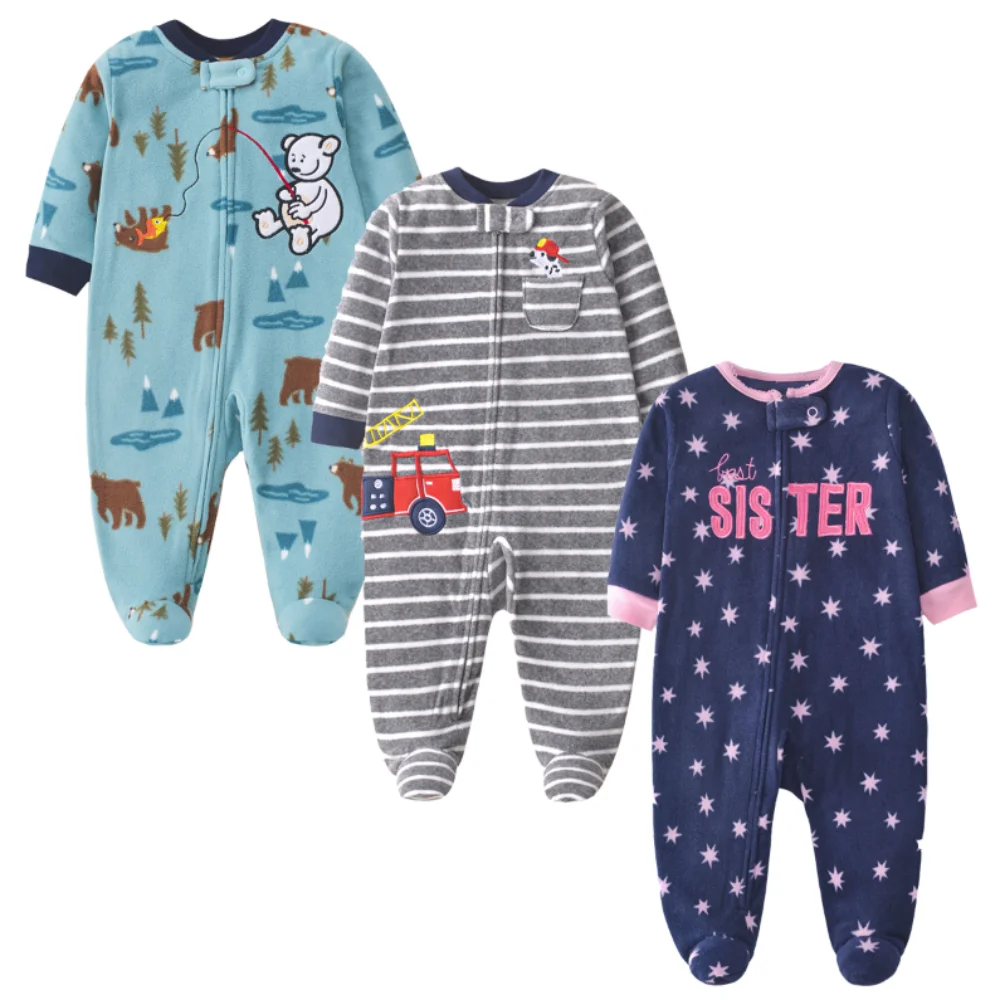 Baby Clothes Spring Autumn Warm Rompers Infant Boy Girl Pajamas Outfit Zipper Fleece Babe Animal Jumpsuit Clothing 3 -12 Months