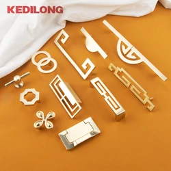 KEDLO European Light Luxury Gold Opposite Cabinet Door Handle Kitchen Cabinet Zinc Alloy Pull Knob Drawer Hollow Handle