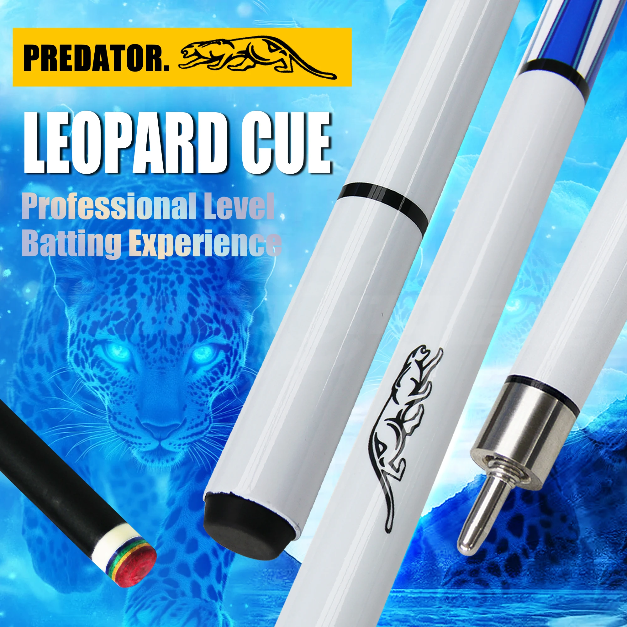 

Snow Leopard Pool Cue Predator Series 3-Teeth Quick Joint 13mm Rainbow Tip Anti-Deformation Stable Power Transfer