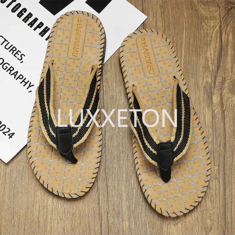 Men\'s Summer Korean Edition Trendy Anti Slip Clamp Feet Flip Flops 2024 New Fashion Outwear Personalized Comfortable Beach Shoes