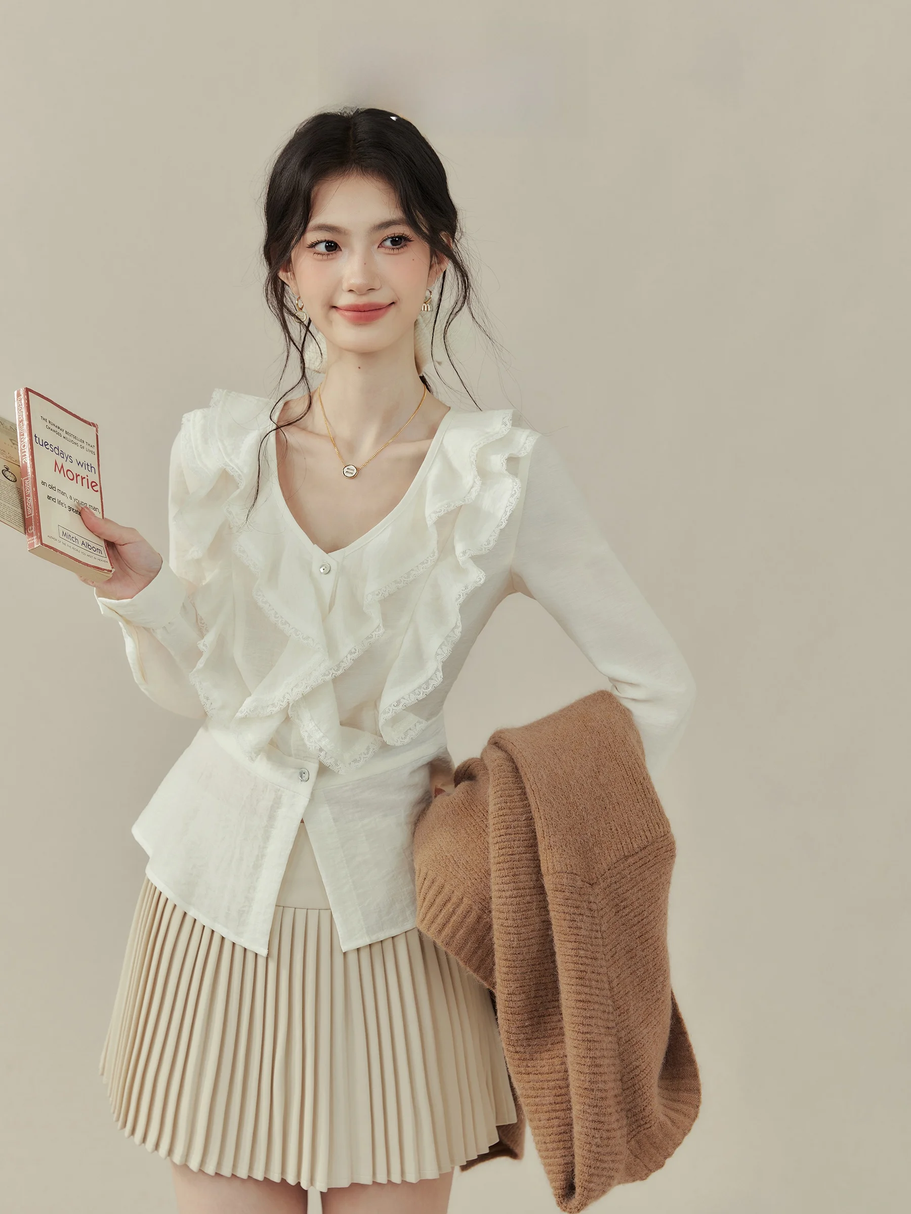 

Ele Long Sve Women's irt Xiu-Qing Cloud Dr Slimming Hemline Vintage Sle Faionable Casual irt