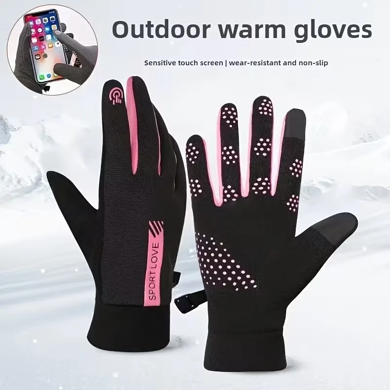 Winter Handschuhe Frauen Radfahren Fahrrad Thermische Fleece Kälte Widerstand Wind Wasserdicht Fahrrad Warme Outdoor Laufen Skifahren Fäustlinge