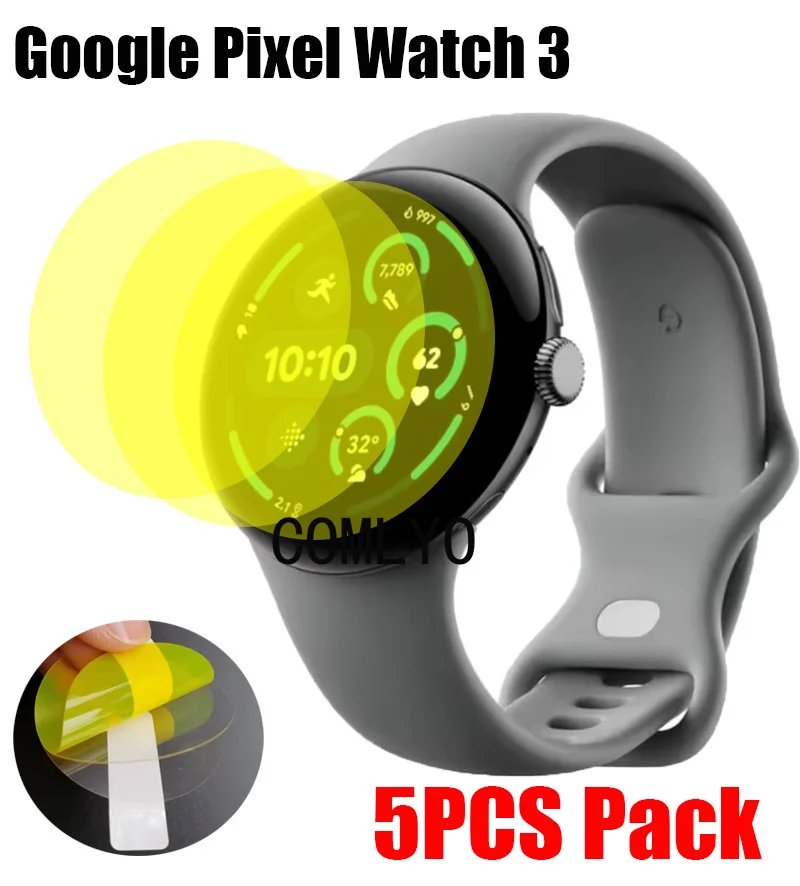 5ชิ้นสำหรับ Google Pixel Watch 3อุปกรณ์ป้องกันหน้าจอสมาร์ทวอท์ชฟิล์ม TPU แบบบางพิเศษ