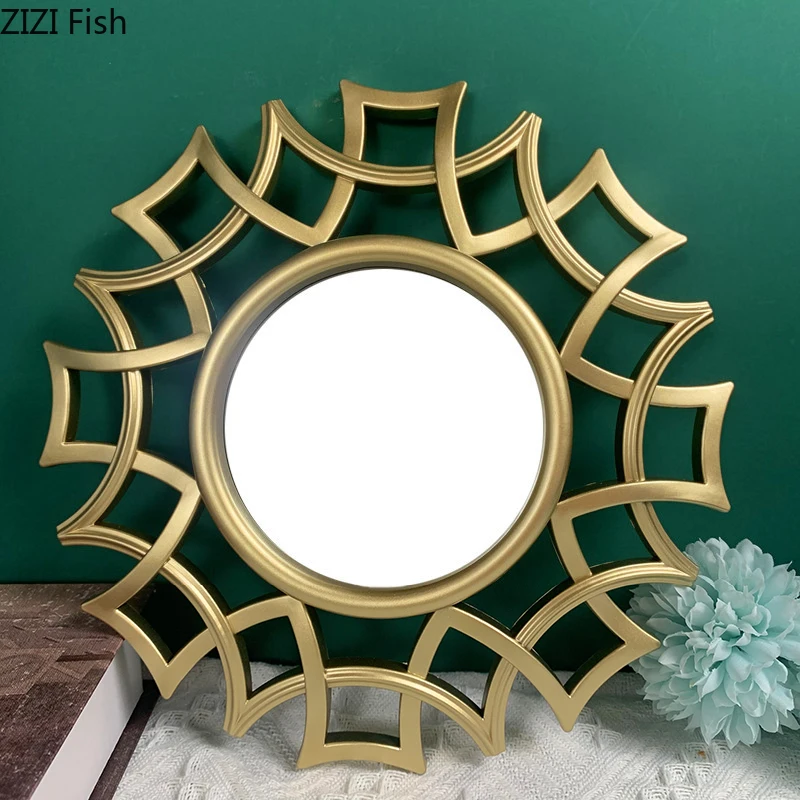 

Golden Mirror Background Wall Hanging Wall Decoration Geometric Hollow Mirror Gold Pendant Combination Set Home Decoration