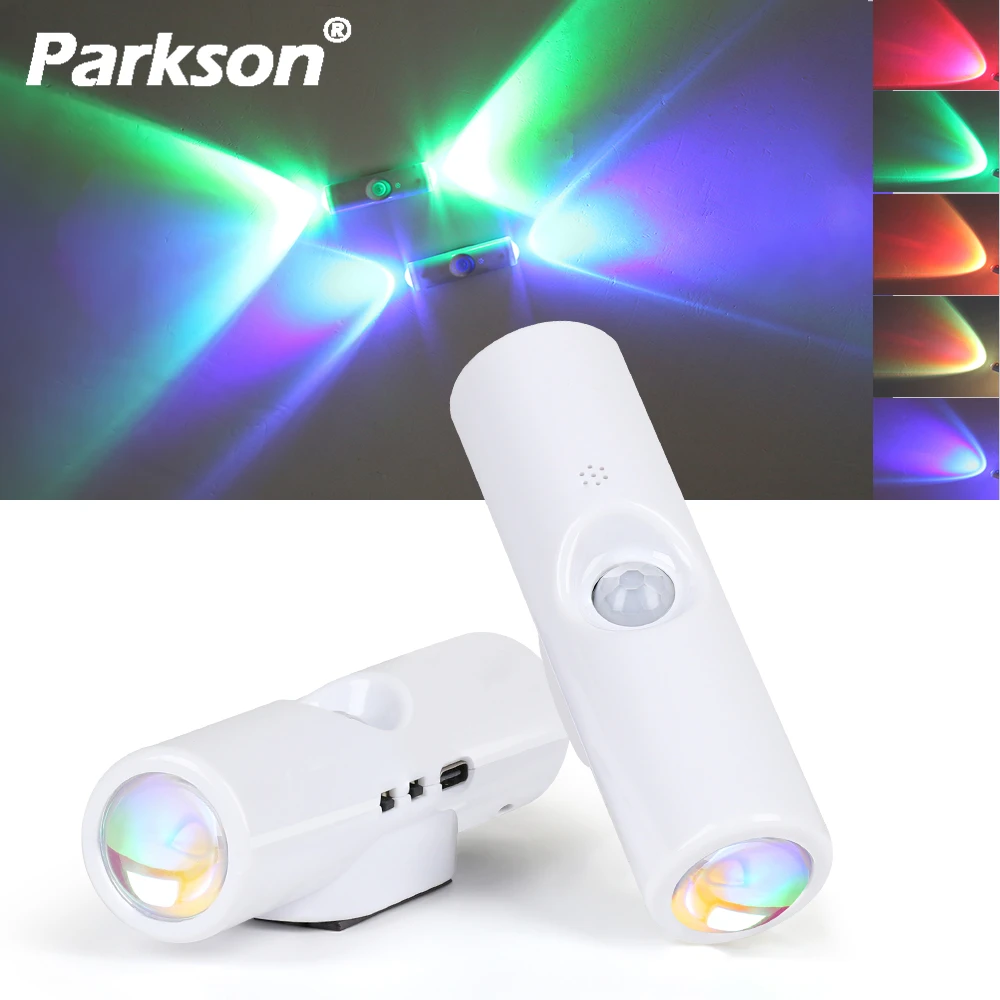 Lampu Malam LED Gradien RGB Sensor Gerak Magnetik Isi Ulang untuk Dekorasi Rumah Kamar Tidur Lemari Kamar Mandi Taman