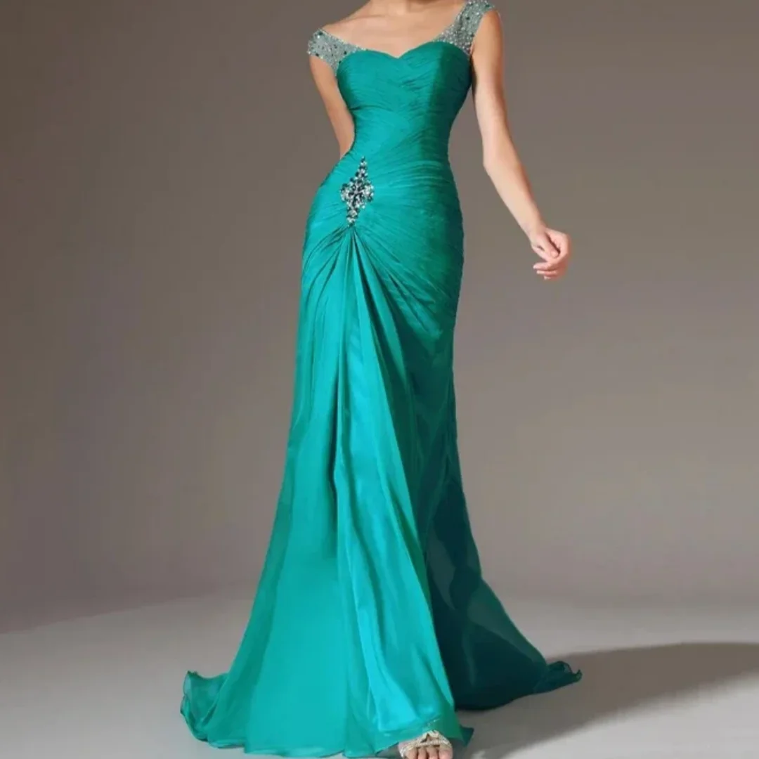 

Elegant Mermaid Mother of the Bride Dresses Formal Wedding Evening Gown V-Neck Floor-Length Wedding Guest Party Dress Customized