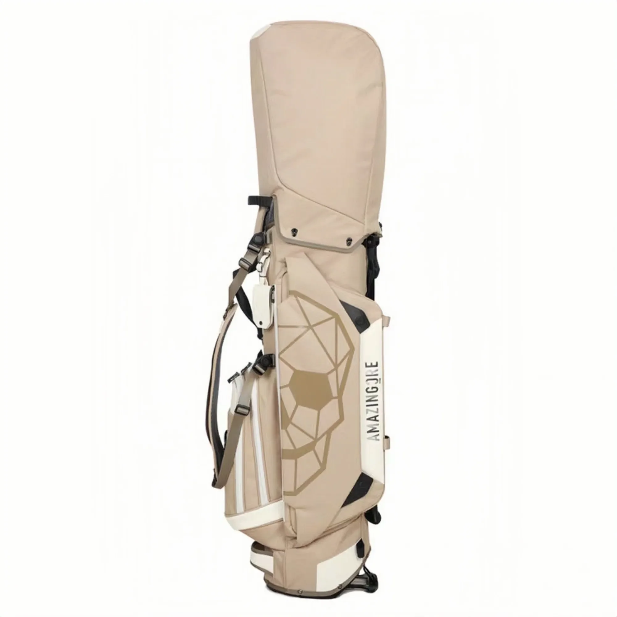 حقيبة جولف بحامل للجنسين باللون الكاكي، تصميم مطبوع عليه جمجمة منفعل، حامل نادي متين وخفيف الوزن #2