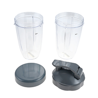 2Pcs Plastic 24oz Blender Cups with Flip Top to-Go Lid and Resealable Lid for NutriBullet 600W /900W high-speed Blender/Mixer