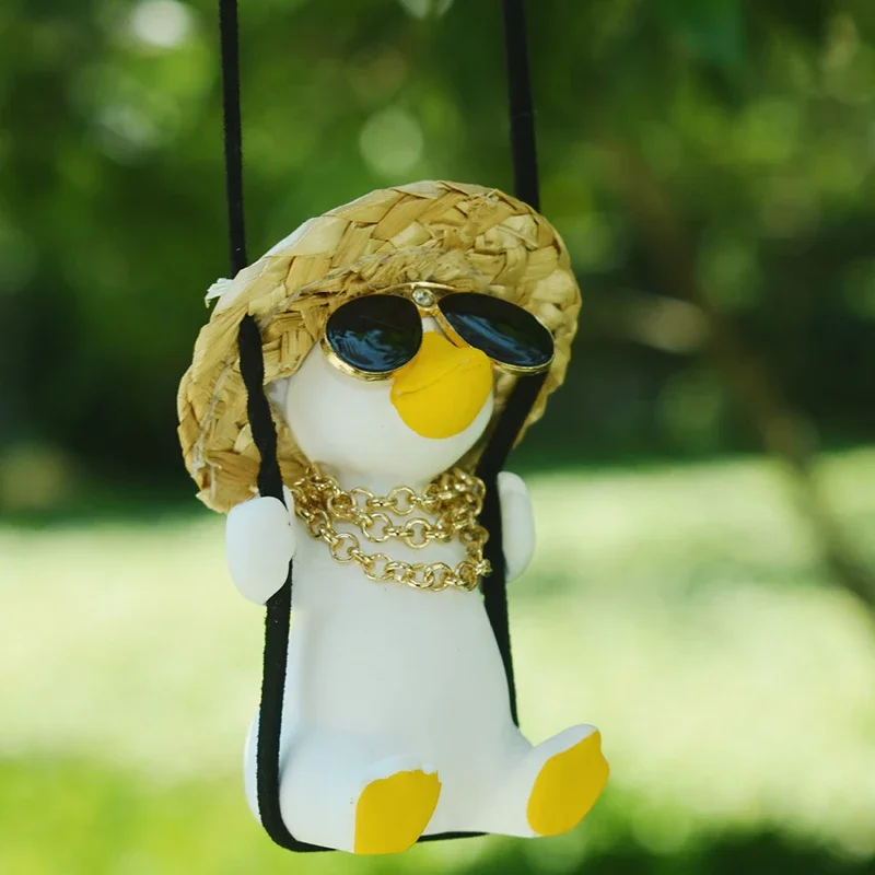 1 PC Cute Anime Little Duck Swing Car Pendant Interior Auto Rearview Mirror Ornaments Pendant For Car Accessory Gift for Friends