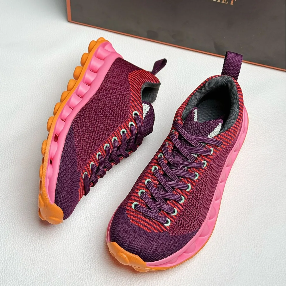 Spring Shoes for Women Chunky Sneakers Breathable Knit Casual Sport Shoes Girl Comfortable Walking Shoes view 4
