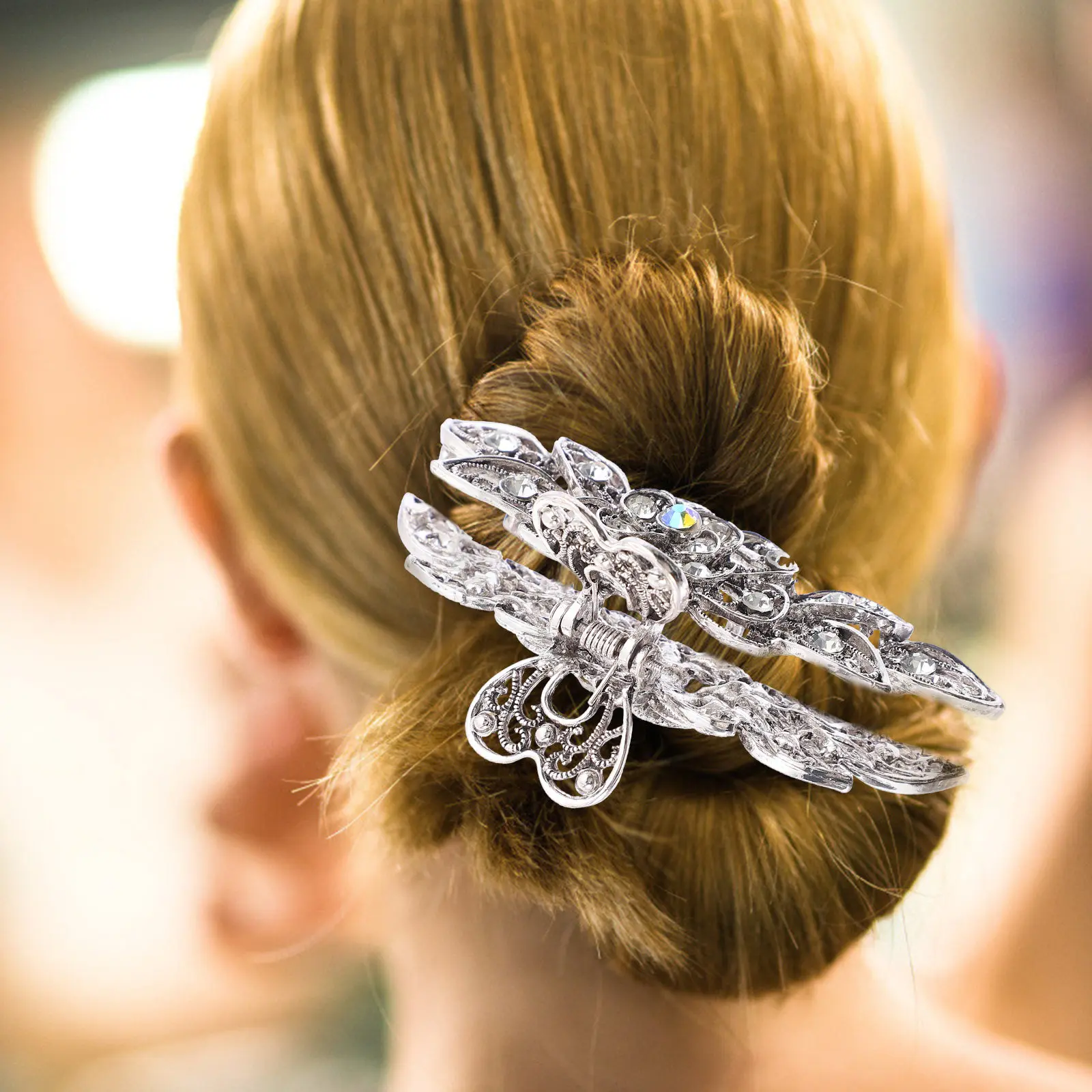2Pcs Vintage Rhinestone Hair Claw Clips Flower Jaw Barrette Strong Hold for Women Perfect for Weddings Parties