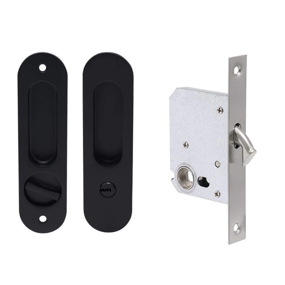 Bathroom Sliding Door Lock Keyless Stainless Steel Push Pull System Embedded Handle Design Easy DIY Mounting Process