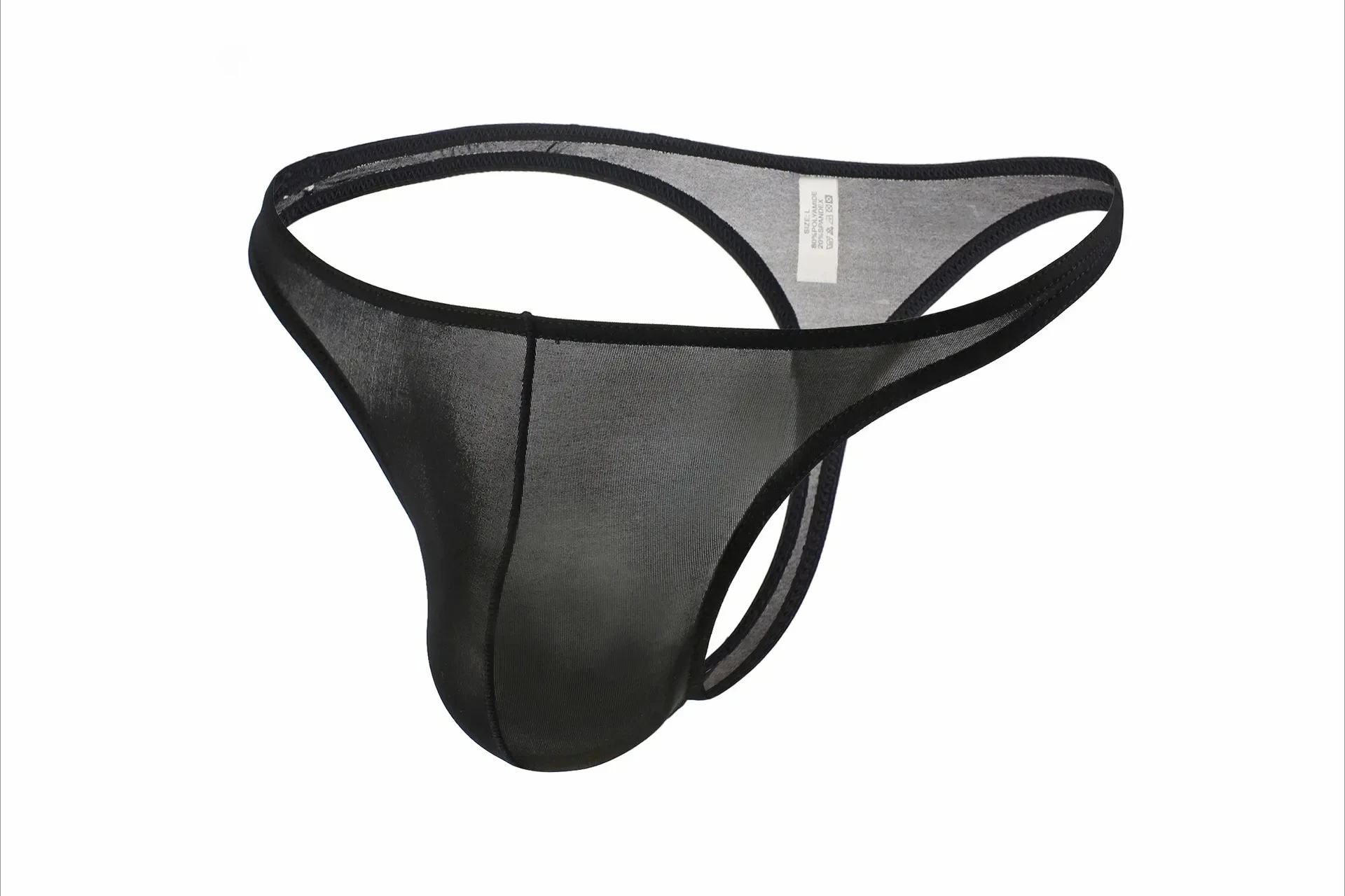 Men's Sexy T Back Thong Gays Erotic Low Waist U Convex Pouch G-string Ice Silk Quick Dry Thin Transparent Open Buttock Underwear