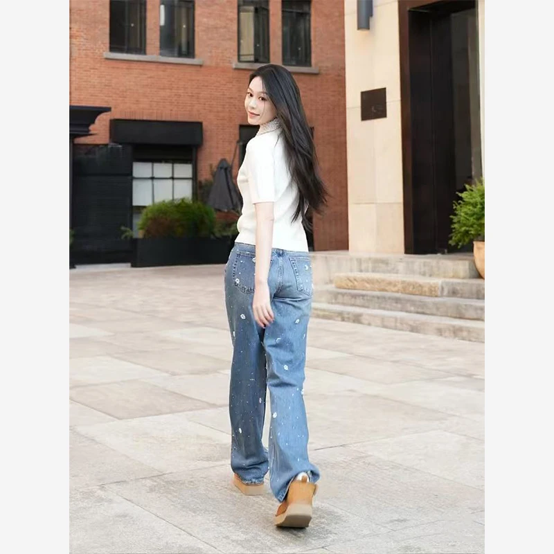 1:1 M-AJ* 2025 SS Korean Fashion Lapel Short Sleeve Light Colour Tops Knitwear Woman's T-Shirt Y2k Women's Clothing