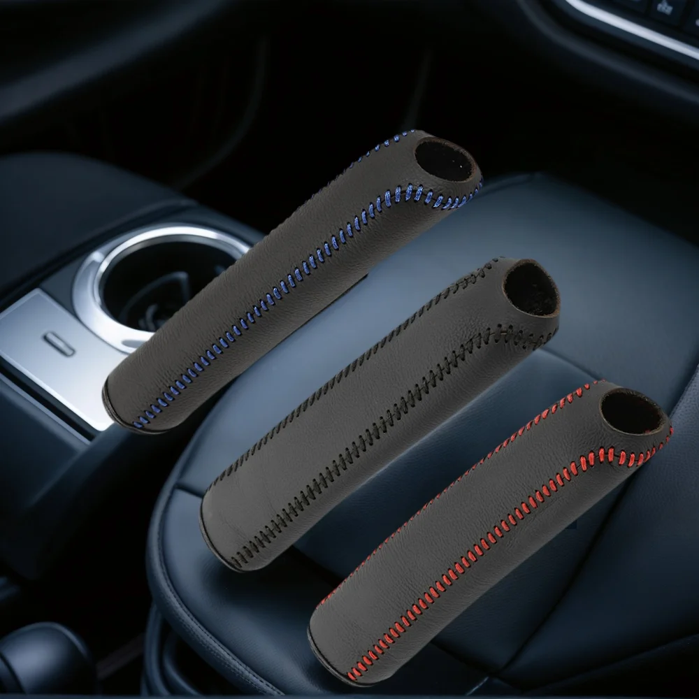 

Кожаный чехол для автомобильного ручного тормоза, чехол для рычага переключения передач, воротники, чехол для ручного тормоза, противоскользящий автомобильный стояночный тормоз