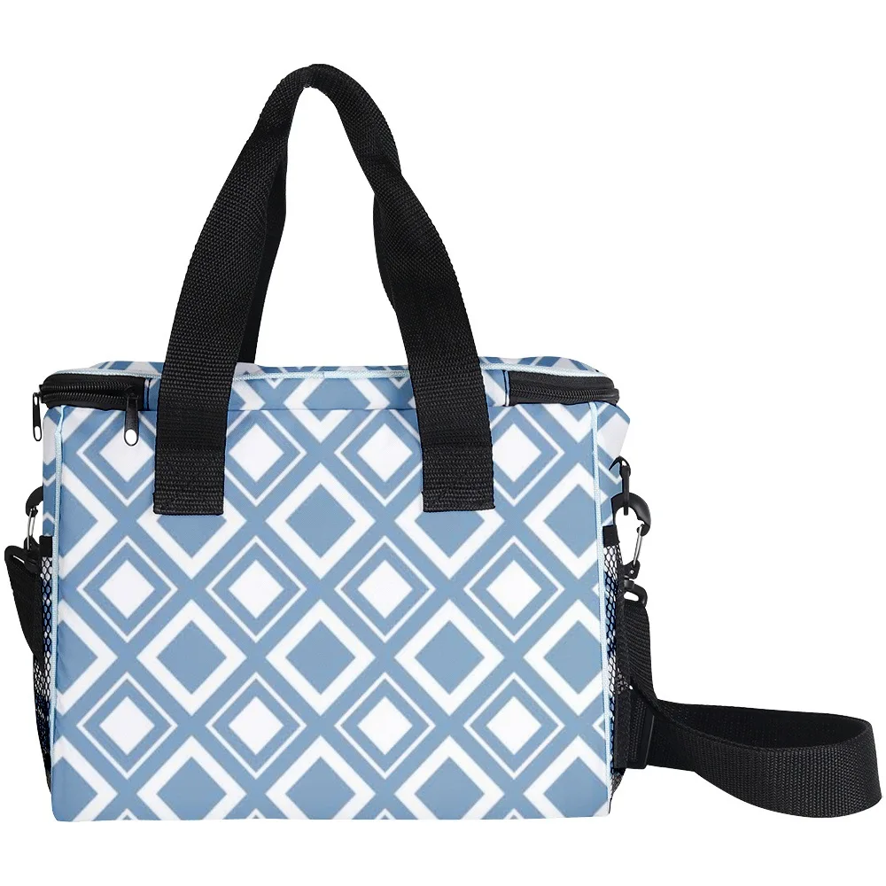 الكلاسيكية شعبية بارد نزهة Crossbody الماس نمط أكثر كبيرة حقيبة الغداء 3D طباعة العزل الحراري الغذاء حقائب أكياس الجليد