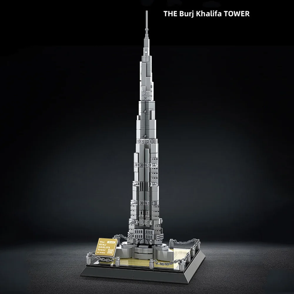 Bloques de construcción de Emiratos Árabes Unidos, torre Burj Khalifa de Dubái, modelo creativo, ladrillos de construcción, juguetes de arquitectura moderna de los Emiratos Árabes Unidos