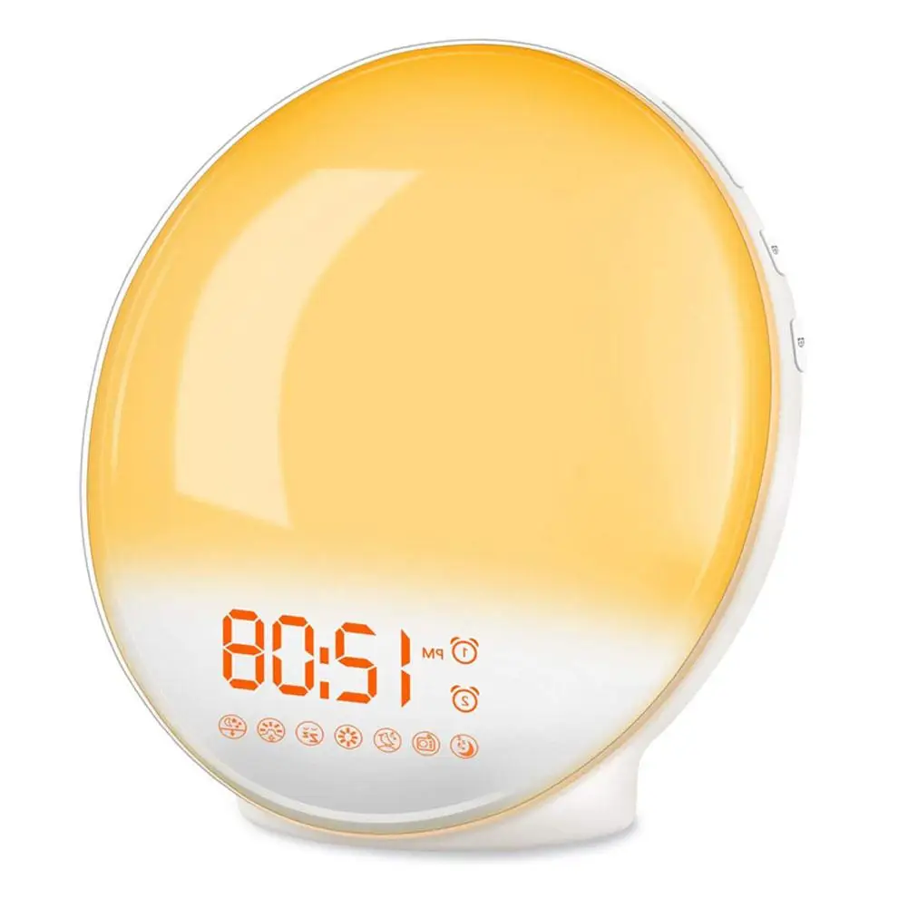 Simulated Sunrise Wake-up Light Led Electronic Alarm Lamp Sleep Aid Broadcast Children's Bedside Clock Atmosphere Music Lam S1v0 - Image 3