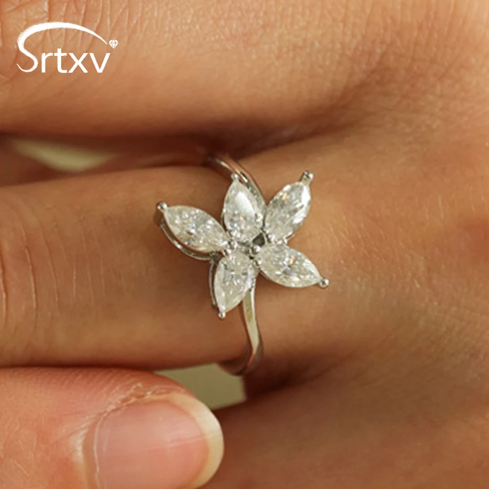 1.5CTTW D VVS Moissanite Engagement Ring for Women S925 Silver Waterdrop/Marquise Cut Diamond Wedding Promise Band Bride Jewelry