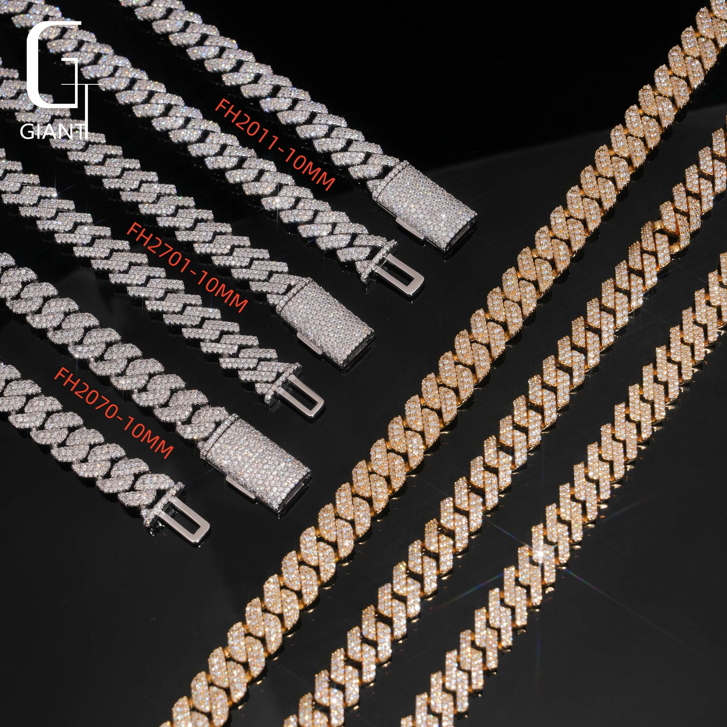 Selling Hot Miami Cuban 10mm 925 Sterling Silver Cuban Chain Necklace GRA Certified VVS Moissanite Chains Fine Jewelry Necklace.