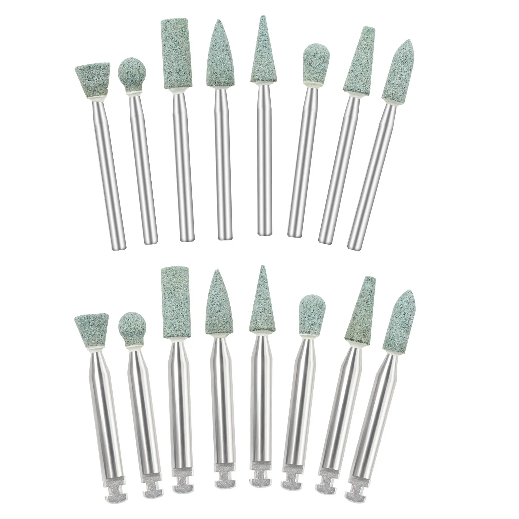 12Pcs Dental Polishing Green Stones FG Burs 1.6mm Aluminum Oxide Abrasive Fine Coarse Polishing Tool Dentistry Instrument
