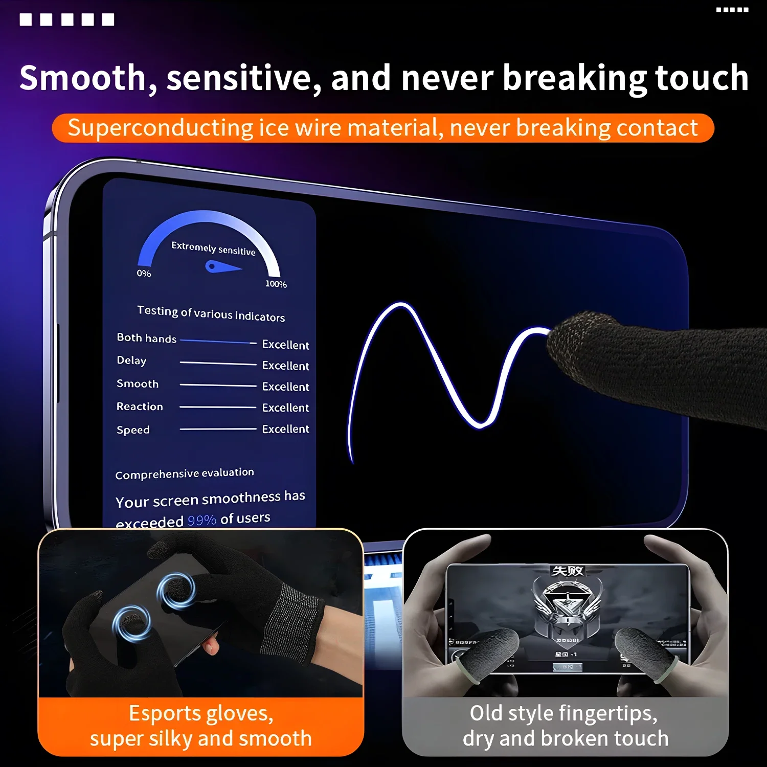 Finger Thumb Sleeve Gloves Breathable Sweat Proof Highly Sensitive Gaming Tablet Gloves for IPhone IPad Samsung Xiaomi Google - view 5